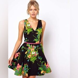 Oasis Floral Print Fit & Flare Mini Dress